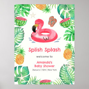 Splish Splash Sea Beach Pool Baby Shower Welcome Poster