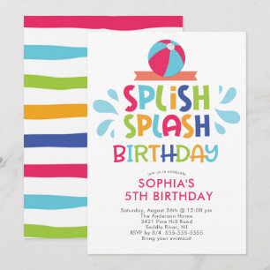 Splish Splash Summer Pool Birthday Invitation