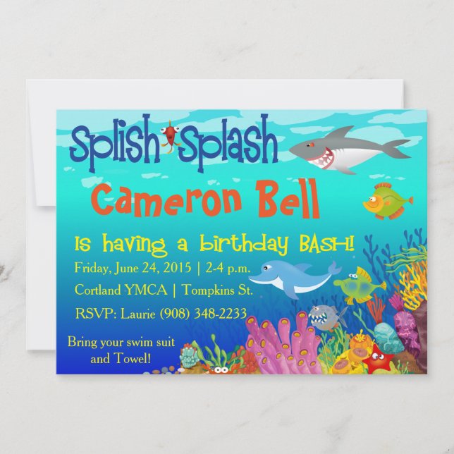 Splish Splash Under the Sea Birthday Bash! Invitation (Front)