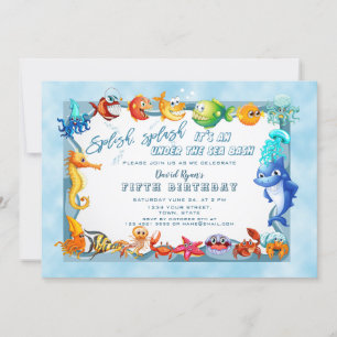 Splish Splash Under The Sea Boy Unique Birthday Invitation