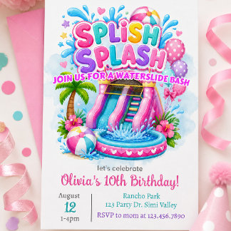 Splish Splash Waterslide Birthday | Bounce House Invitation