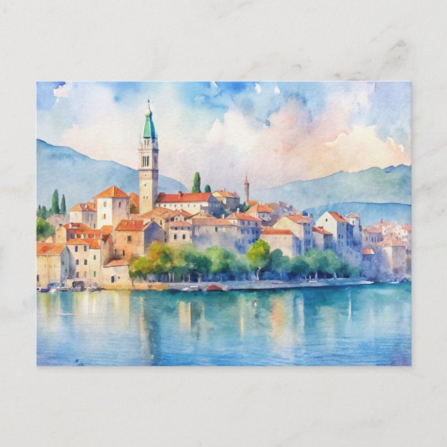 Split city Croatia Watercolor Painting Postcard (Front)