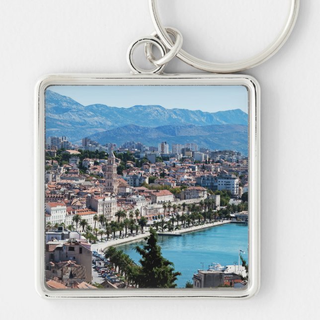 Split city seafront aerial view, Dalmatia, Croatia Keychain (Front)
