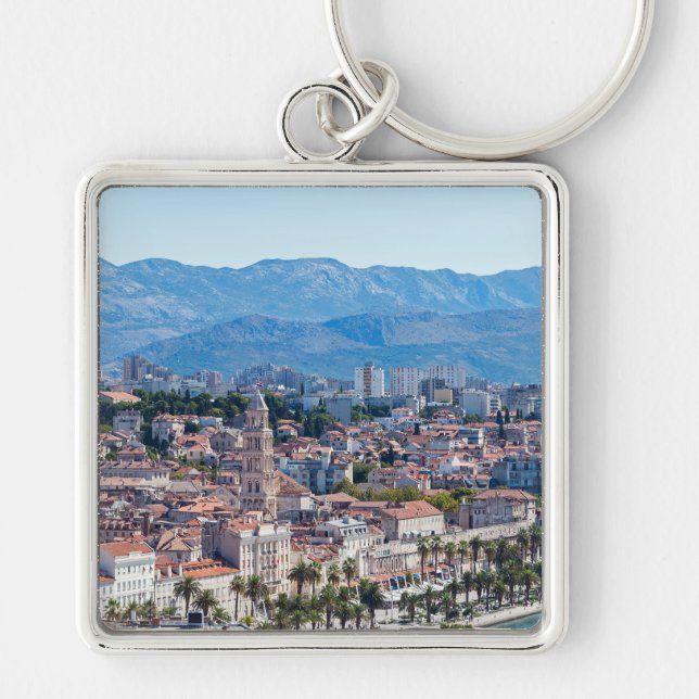 Split city seafront aerial view, Dalmatia, Croatia Keychain (Front)