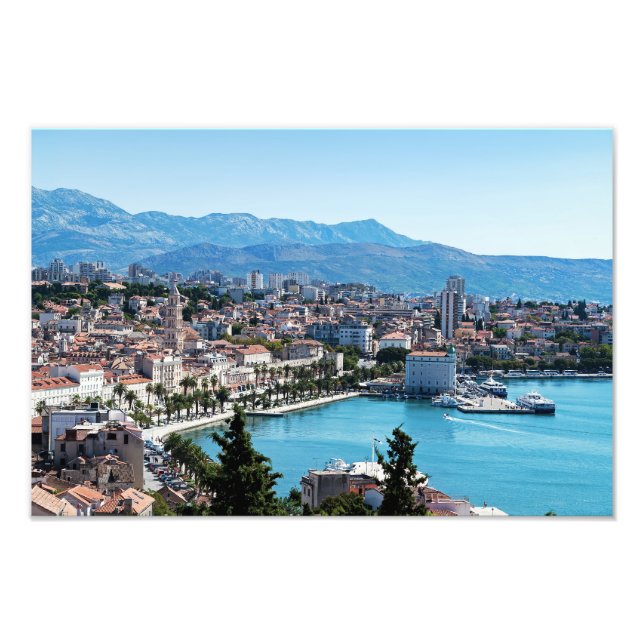 Split city seafront aerial view, Dalmatia, Croatia Photo Print (Front)
