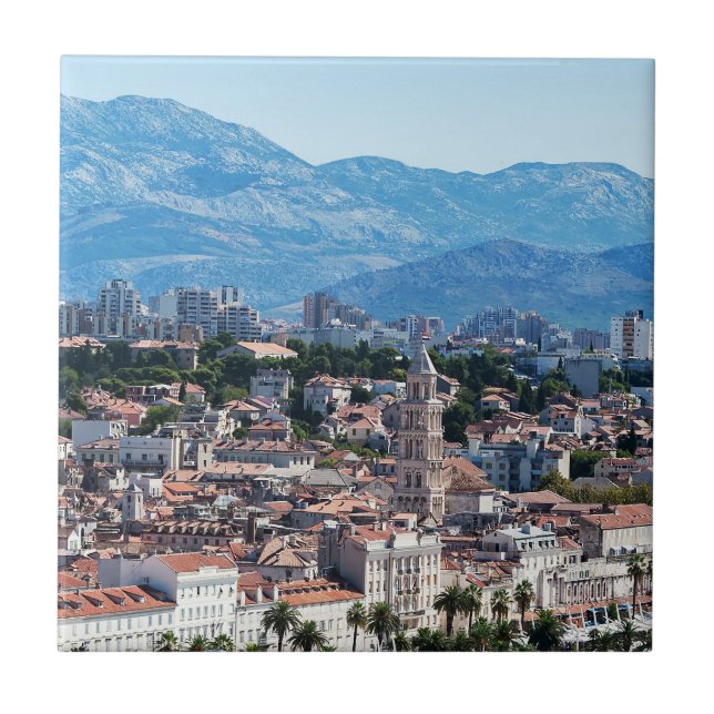 Split city seafront aerial view, Dalmatia, Croatia Tile (Front)