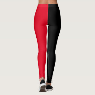 Split Colour Half Black and Half Red Leggings