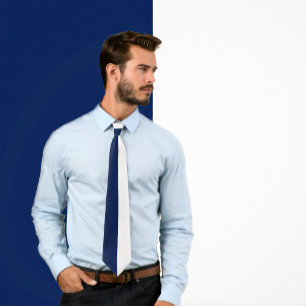 Split Colour Navy Blue & White  Tie