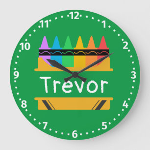 Split Crayon Box Personalized Kids Room Large Clock