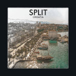Split Croatia Coastal View Magnet<br><div class="desc">Stylish vintage travel Magnet of the tourist destination and croatian city Split in Croatia woth its amazing architecture and coastal views. Makes an amazing travel souvenir and gift idea.</div>