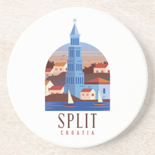 Split Croatia Dalmatia Vintage Coaster