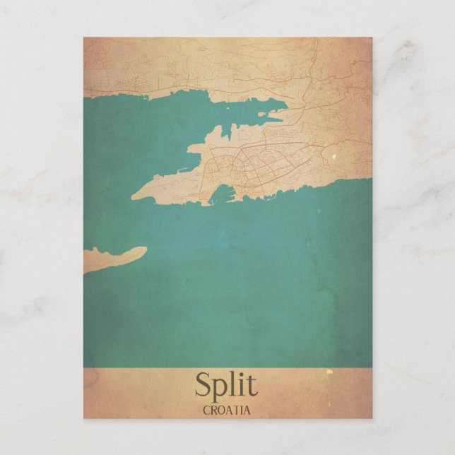 Split Croatia Dalmatia Vintage Map Postcard (Front)