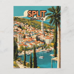 Split Croatia Nostalgic Retro Travel Poster Postcard