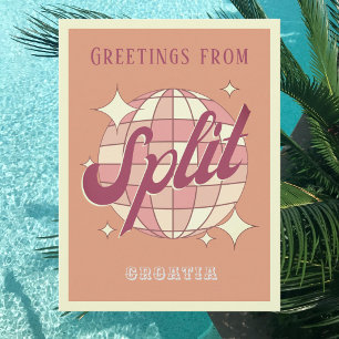Split Croatia Retro Vintage Party Postcard