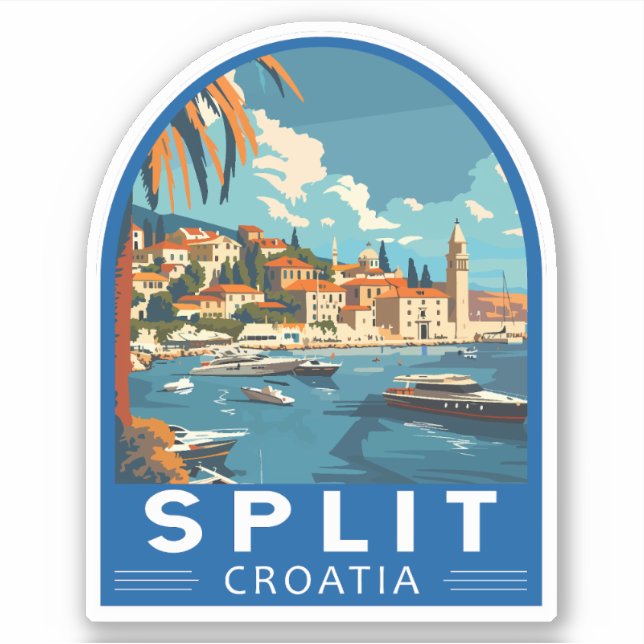 Split Croatia Travel Art Vintage (Front)