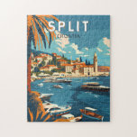 Split Croatia Travel Art Vintage Jigsaw Puzzle<br><div class="desc">Split retro vector travel design. Split,  historically known as Spalato,  is the second-largest city of Croatia after the capital Zagreb,  the largest city in Dalmatia and the largest city on the Croatian coast.</div>