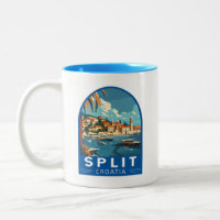 Split Croatia Travel Art Vintage