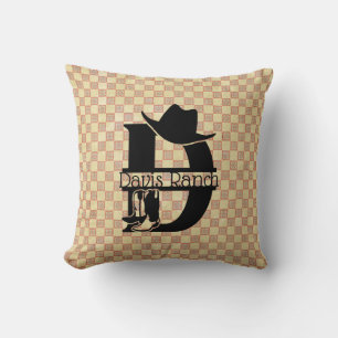 Split 'D' Cowboy Monogram Throw Pillow