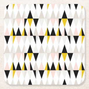 Split Geometric Triangle Pattern Square Paper Coaster