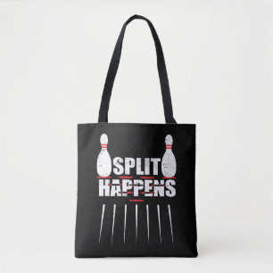 Split Happens Funny Bowling Team Bowler Pin Tote Bag