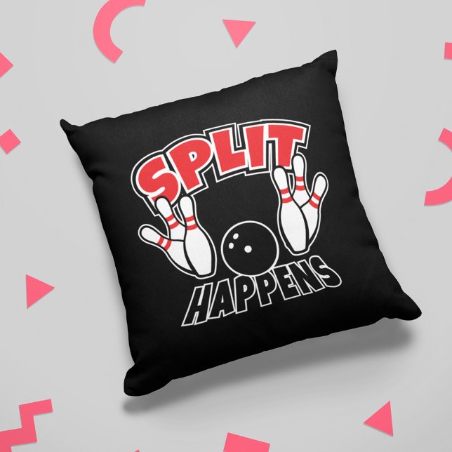 Split Happens Funny Bowling Throw Pillow (Creator Uploaded)