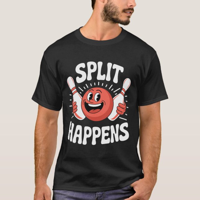 Split Happens Retro Bowling  T-Shirt (Front)