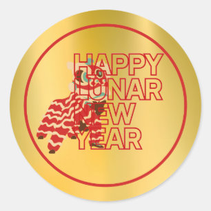 Split Image Lion Dance Chinese New Year Stickers