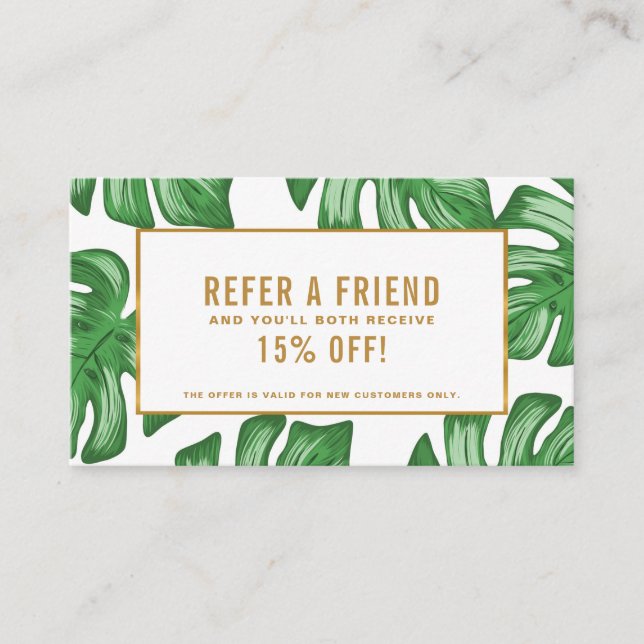 Split Leaf Philodendron Tropical Referral Card (Front)