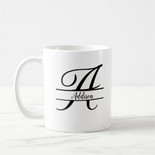 Split Monogram A-Z Black and White Coffee Mug