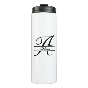 Split Monogram A-Z Black and White Thermal Tumbler