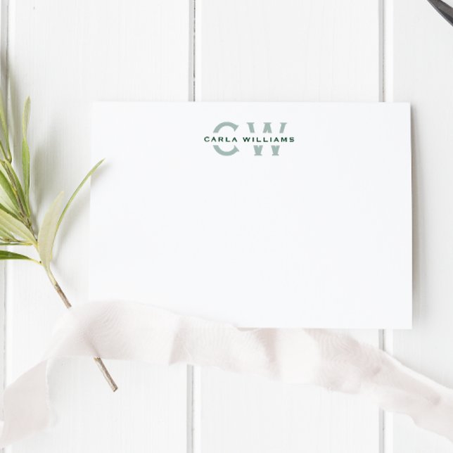 Split Monogram elegant formal note from green Card (Creator Uploaded)