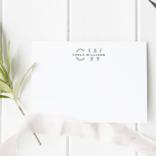 Split Monogram elegant formal note from grey Card