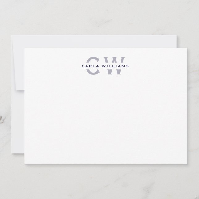 Split Monogram elegant formal note from NAVY Card (Front)