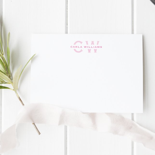 Split Monogram elegant formal note from pink Card (Creator Uploaded)