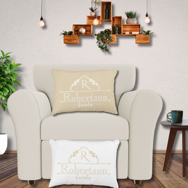 Split Monogram Family Name Champaigne Gold Frame Accent Pillow (Creator Uploaded)