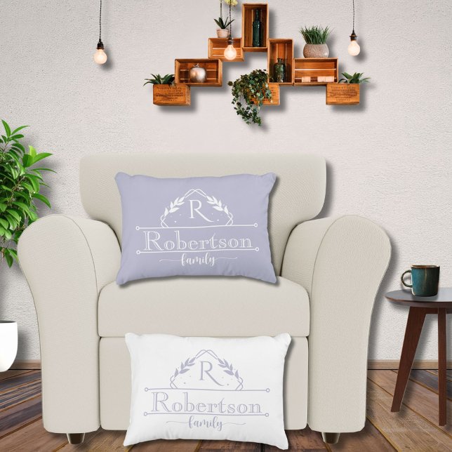 Split Monogram Family Name Soft Lavender Frame Accent Pillow (Creator Uploaded)