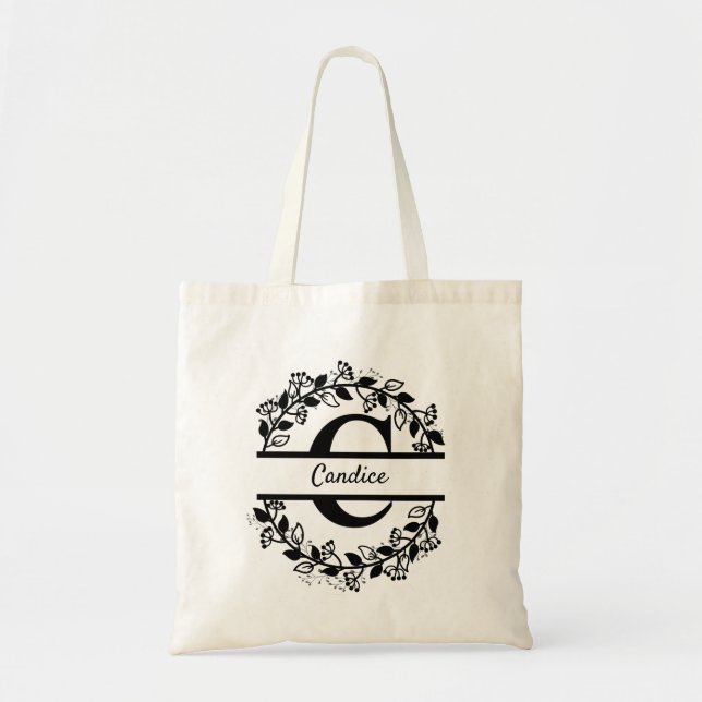 Split Monogram Letter C Personalized Tote Bag (Front)