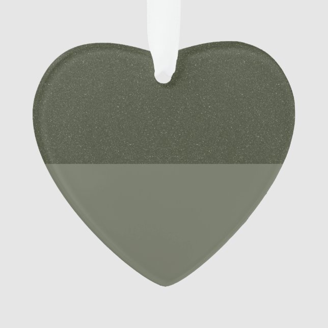 Split Moss Green Glitter Heart Ornament – Custom (Front)