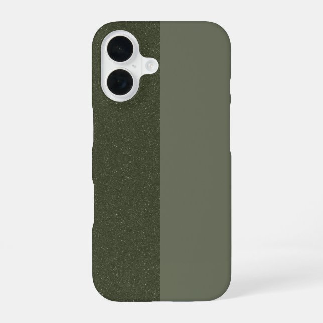 Split Moss Green iPhone 16 Case – Matte & Glitter (Back)