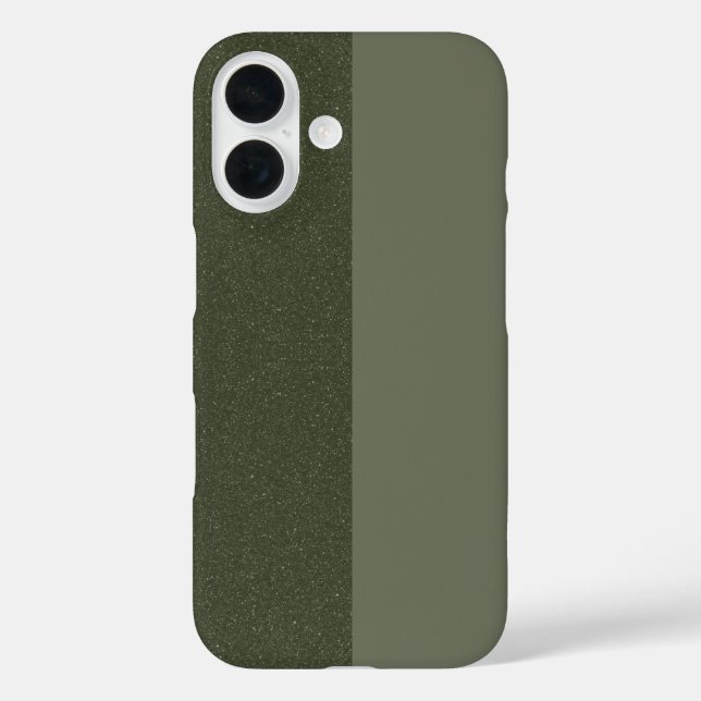 Split Moss Green iPhone 16 Case – Matte & Glitter (Back)