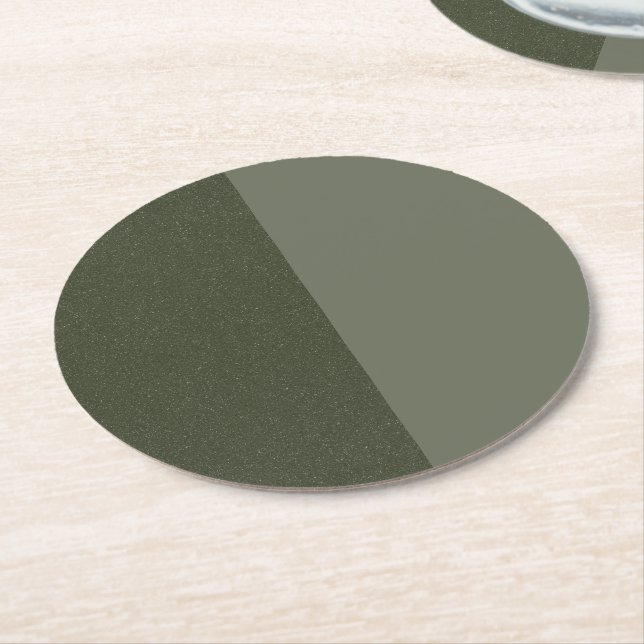 Split Moss Green Paper Coaster (Customizable) (Angled)