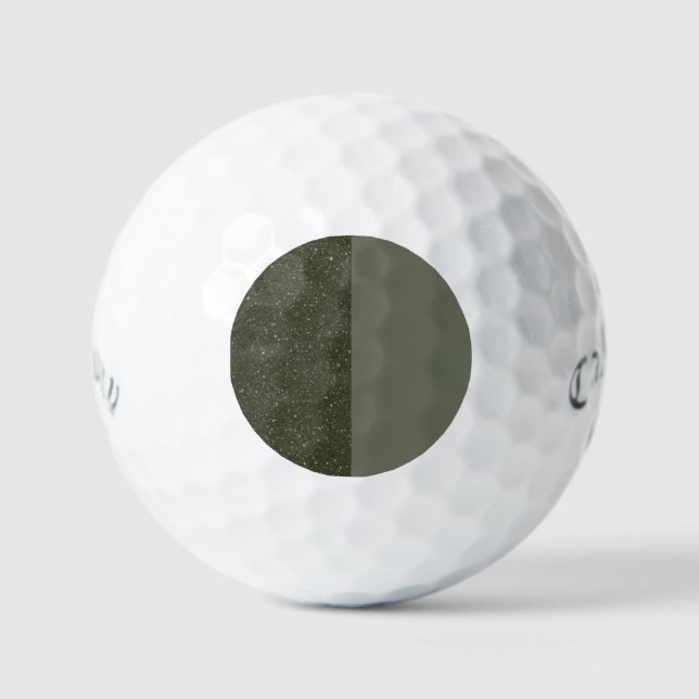 Split Moss Green Pattern Golf Ball – Customizable (Front)