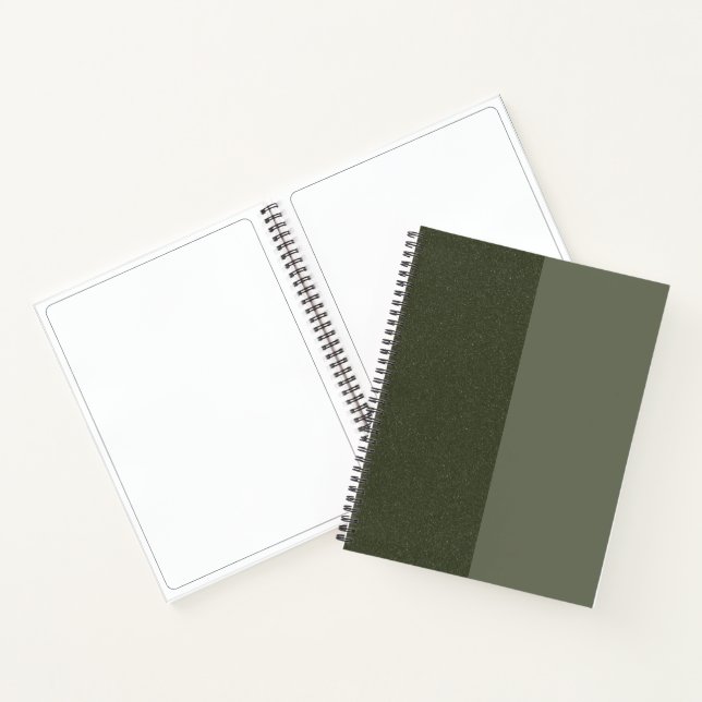 Split Moss Green Spiral Sketchbook – Customizable Notebook (Inside)