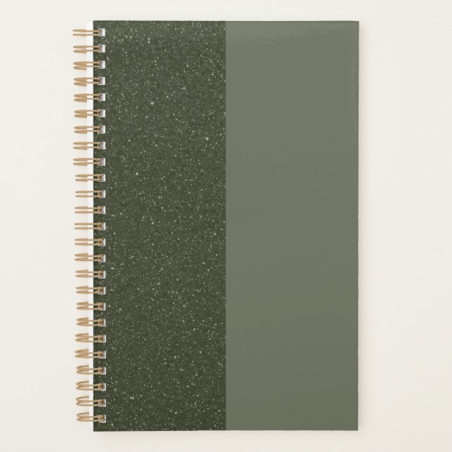 Split Moss Green Textured Planner – Customizable (Front)