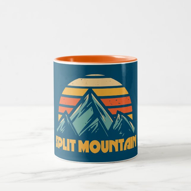 Split Mountain California Retro Turquoise Two-Tone Coffee Mug (Center)