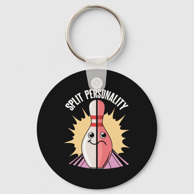 Split Personality Bowling Pin  Keychain (Front)
