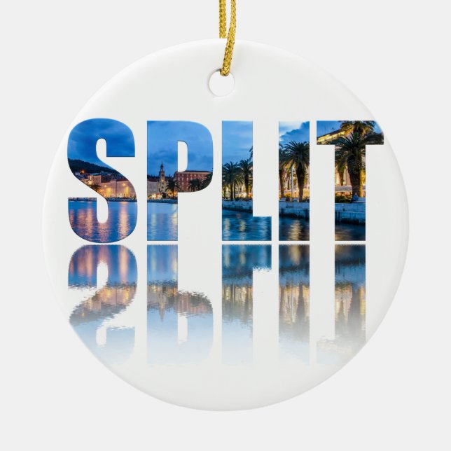 Split promenade text in Croatia Ceramic Ornament (Front)