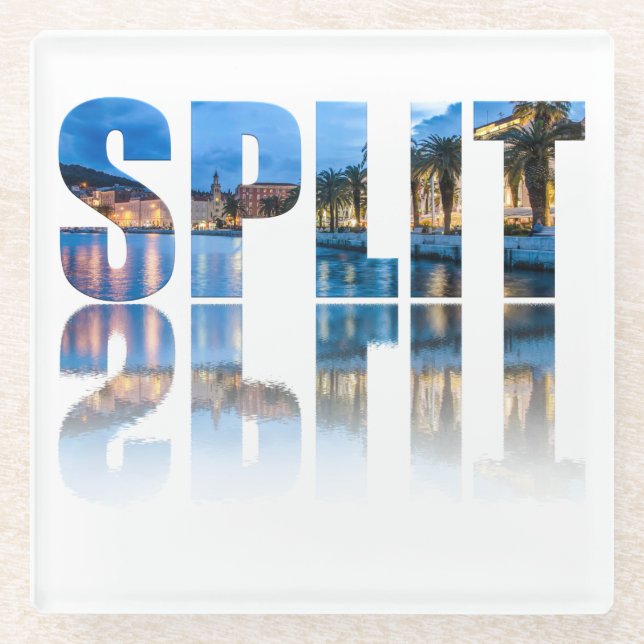 Split promenade text in Croatia Glass Coaster (Front)
