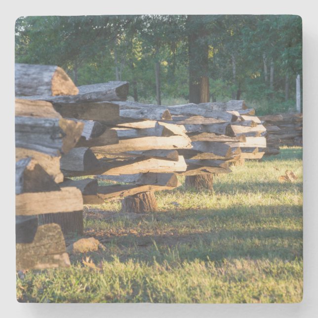 Split Rail Fence Stone Coaster (Front)