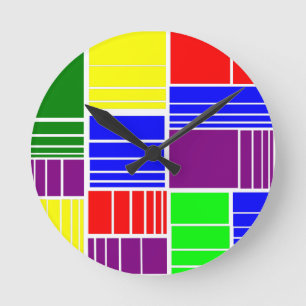 Split Rectangles Round Clock